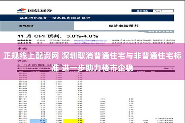 正规线上配资网 深圳取消普通住宅与非普通住宅标准 进一步助力楼市企稳